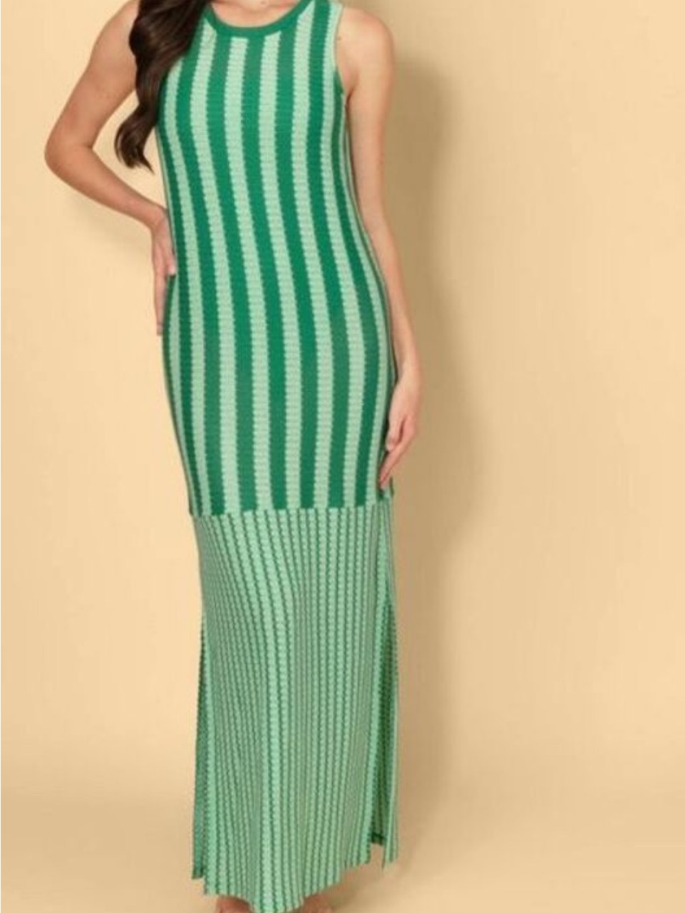 Solid & Striped NWOT S M (says XS) dark & light Green Striped crochet Maxi Dress